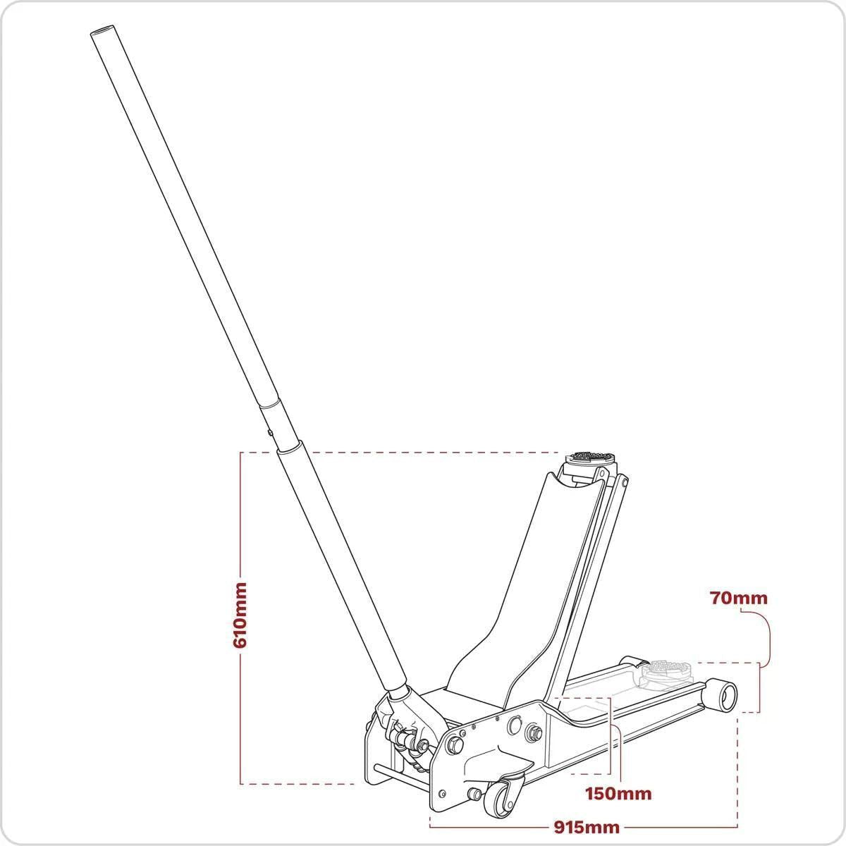 Sealey 1500SLR Trolley Jack 1.5 Tonne Low Profile Rocket Lift