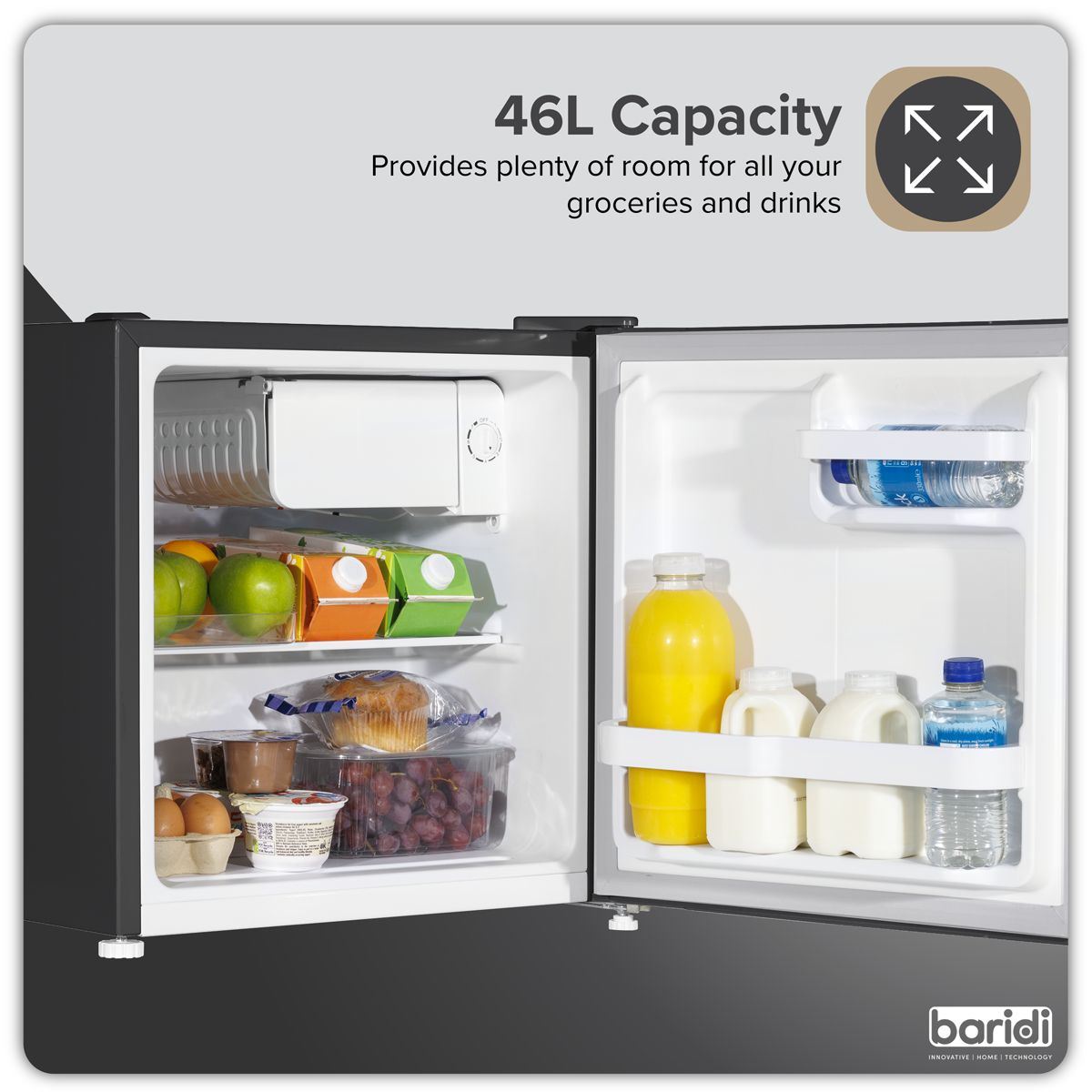 Sealey DH257 Baridi Tabletop Fridge with Ice Box 46L Capacity Black