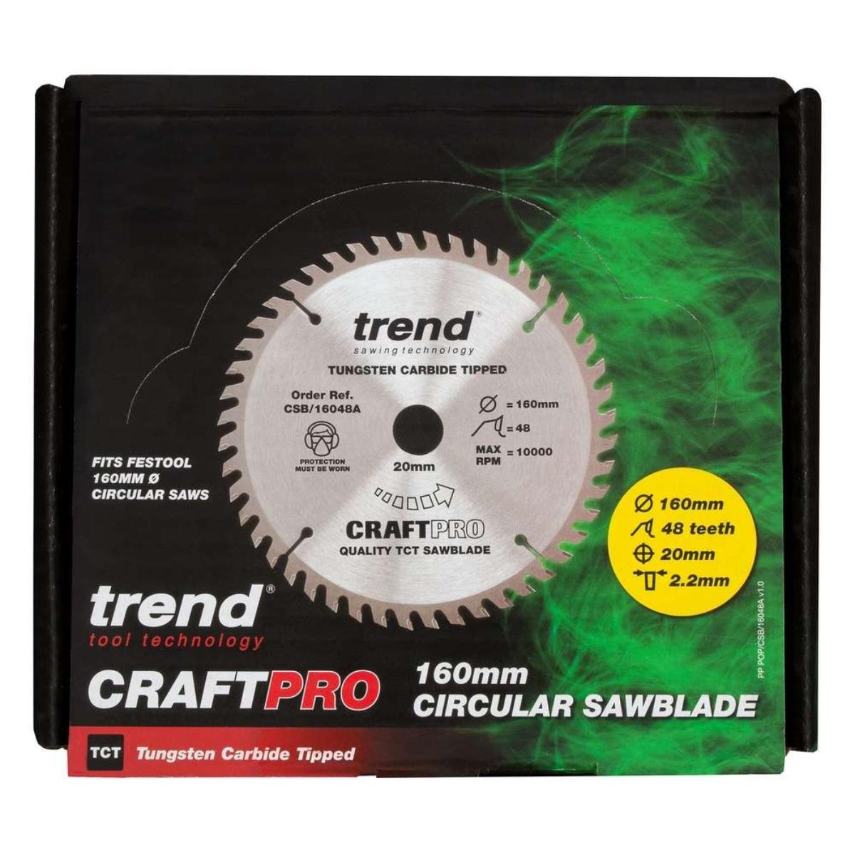 Trend CSB/16048A/10 Wood Circular Saw Blade 160mm x 20mm x 48T Pack of 10