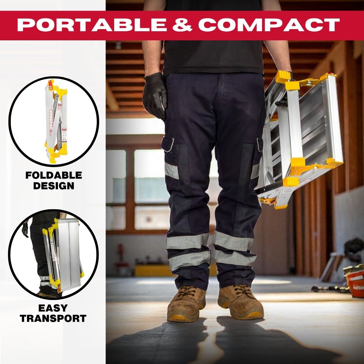 Excel Heavy Duty Aluminium Platform Work Bench Folding Hop Up 300mm x 700mm