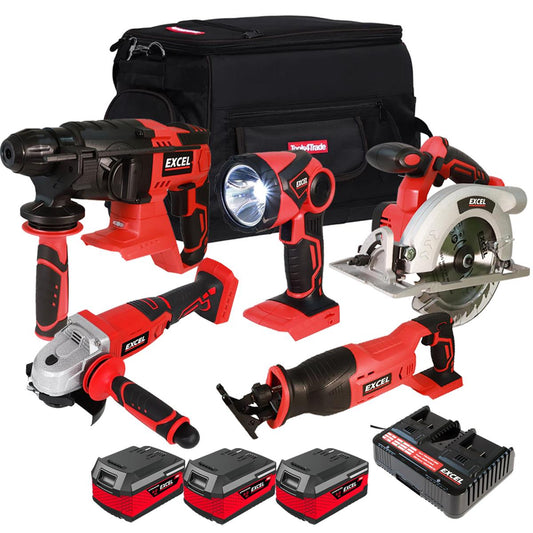 Excel 18V 5 Piece Combo Kit with 3 x 4.0Ah Battery & Charger EXL10189