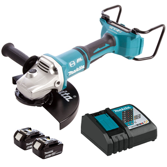 Makita DGA900Z 36V Brushless 230mm Angle Grinder With 2 x 5.0Ah Batteries & Charger