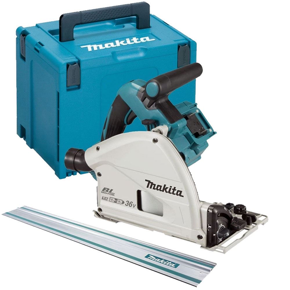 Makita DSP600ZJ Twin 18V LXT Brushless 165mm Plunge Saw Body Only with Guide Rail