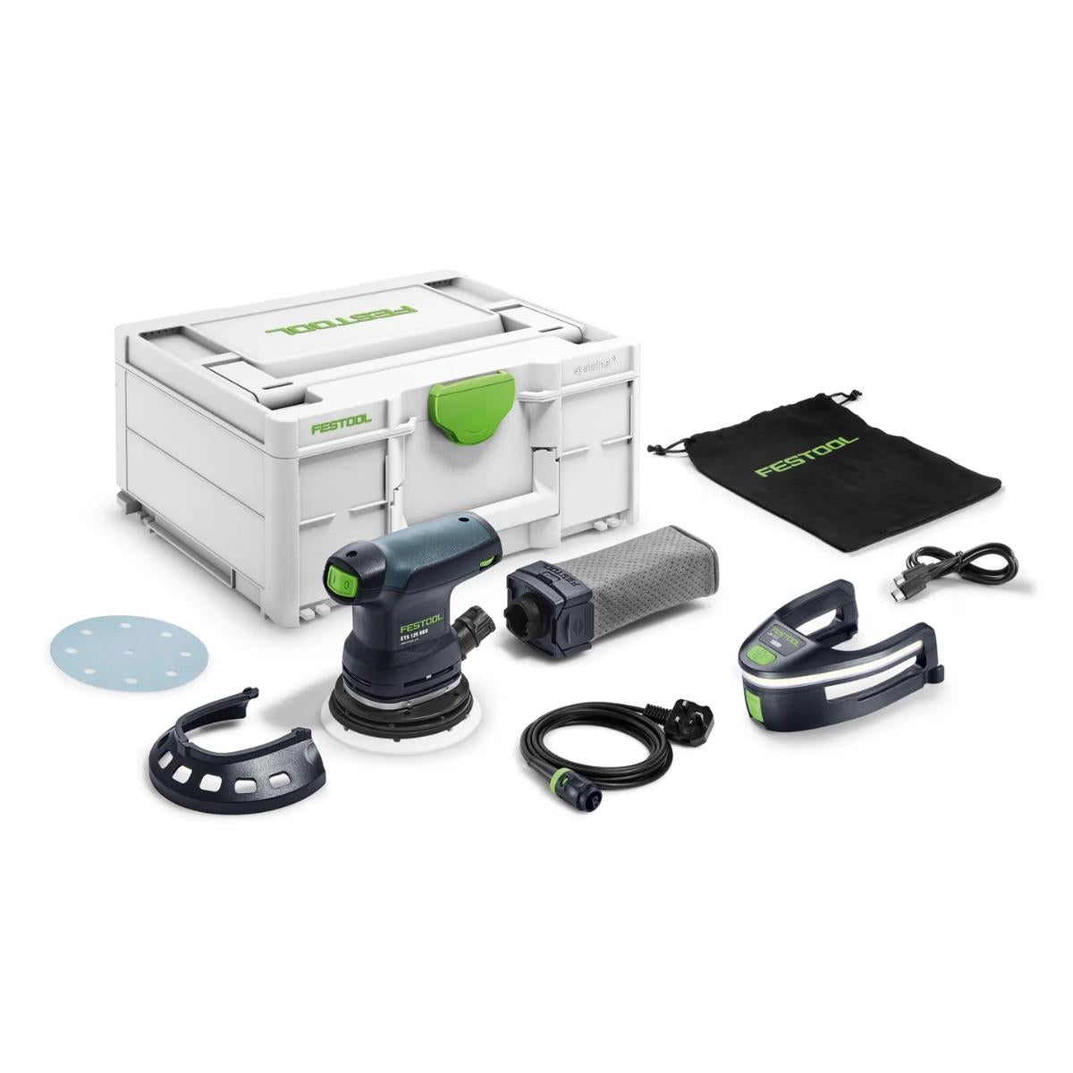 Festool ETS 125 REQ-Plus 230V Eccentric Sander with Light Module & Case 578844