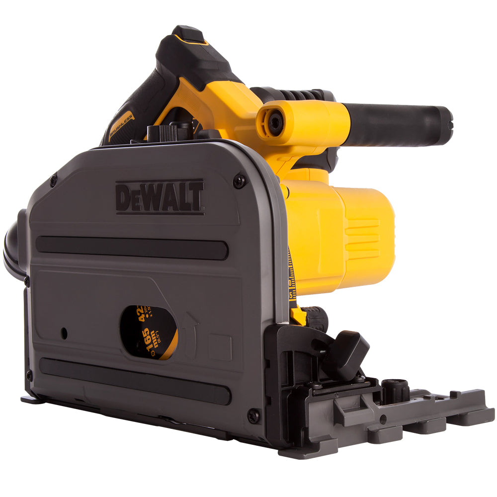 DeWalt DCS520NT 54V XR Flexvolt Brushless 165mm Plunge Saw 2 x 1.5m Guide Rail Clamps with Blade & Case + Rail Bag