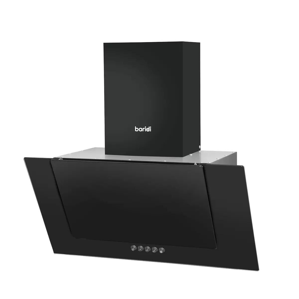 Sealey DH129 Baridi Angled Chimney Cooker Hood with Carbon Filters & LED Lamp Black Glass 240V