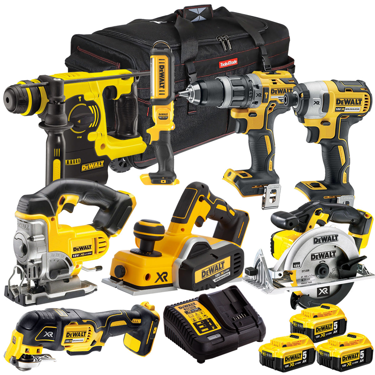 Dewalt 18V 8 Piece Power Tool Kit with 3 x 5.0Ah Battery & Charger DEW-KIT-3M