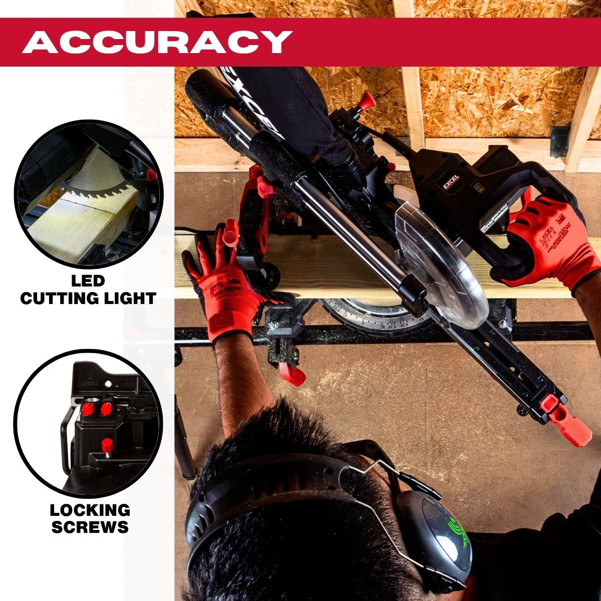 Excel 216mm Sliding Mitre Saw with LED Light & 48T Blade 240V/1700W Item Condition Damaged Box
