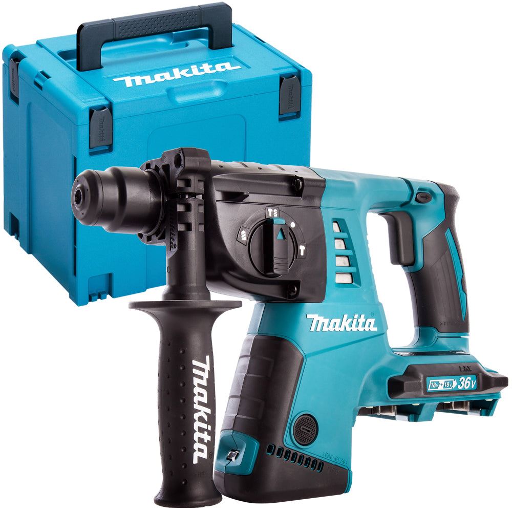 Makita DHR263ZJ 36V SDS+ Hammer Drill With 4 Piece Chisel Set & Keyless Chuck
