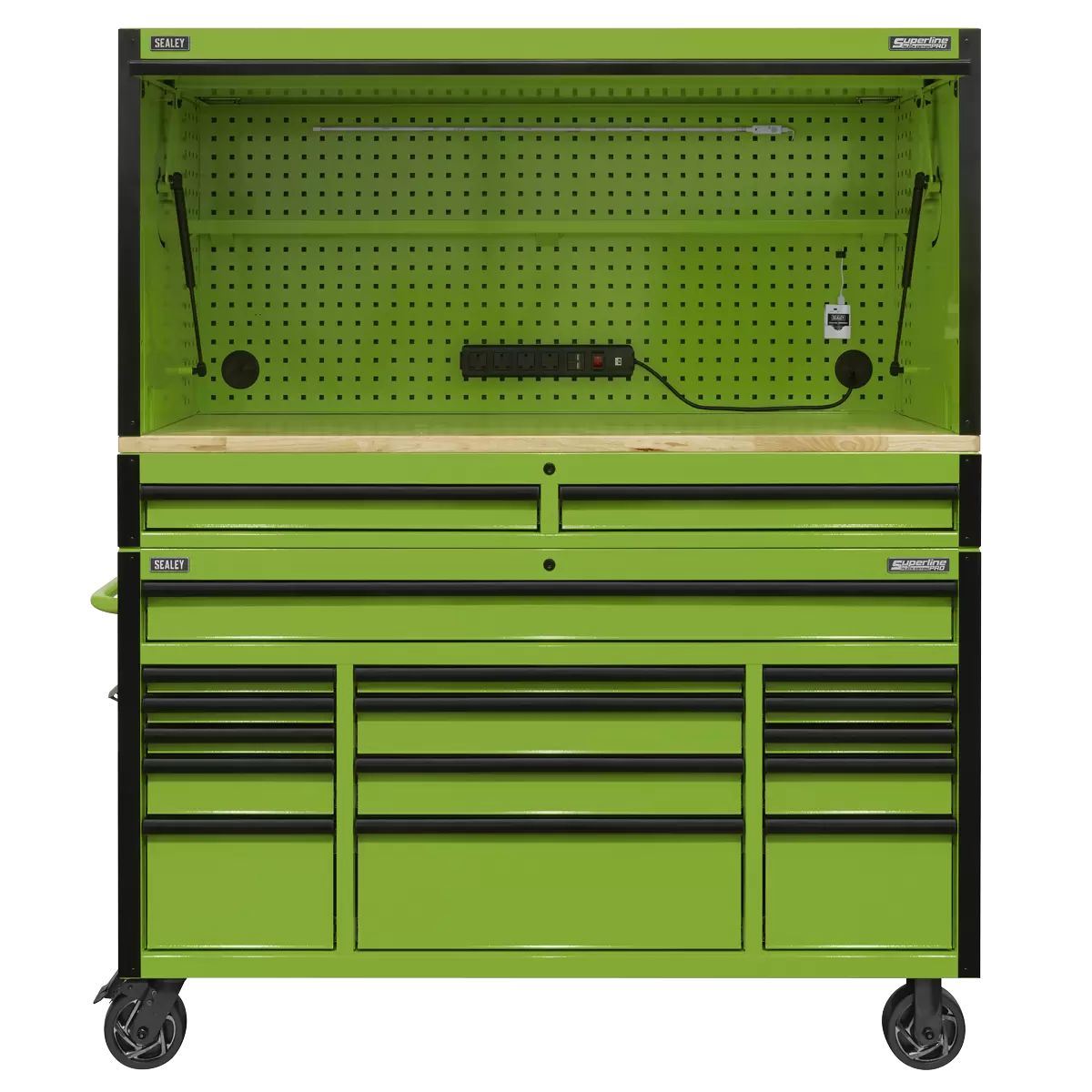 Sealey AP6115BECOMBO1 Mobile Trolley 15 Drawer 1549mm Wooden Worktop