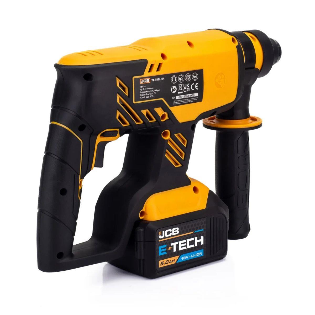 JCB 21-18BL3PK-5 18V Brushless Combi Drill, Impact Driver & Hammer Drill Kit With 2 x 5Ah Li-Ion Batteries, Charger & Kit Bag