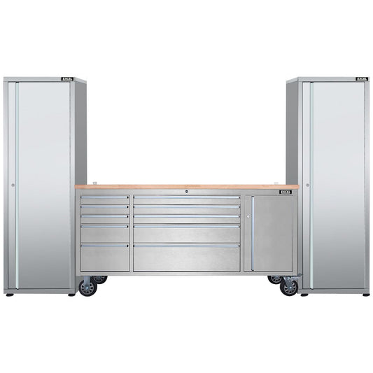 Excel 72inch 10 Drawer Stainless Steel Workbench Roller Tool Chest Cabinet & 2 Tall Cabinet