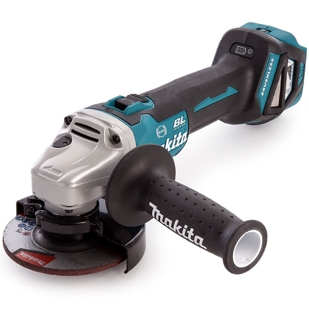 Makita DGA463Z 18V Brushless 115mm Angle Grinder with 2 x 6.0Ah Batteries & Charger in Case