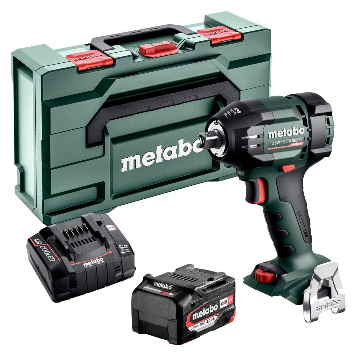 Metabo SSW 18 LTX 550 BL 18V Brushless Impact Wrench With 1 x 4.0Ah Battery Charger & Case