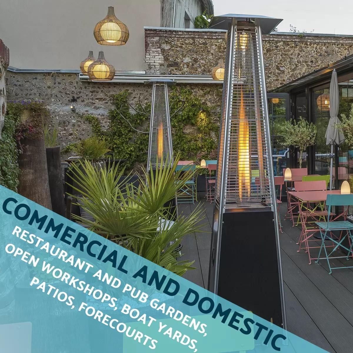 Sealey DG98 Dellonda Black/Stainless Steel Pyramid Gas Outdoor Patio Heater 13kW