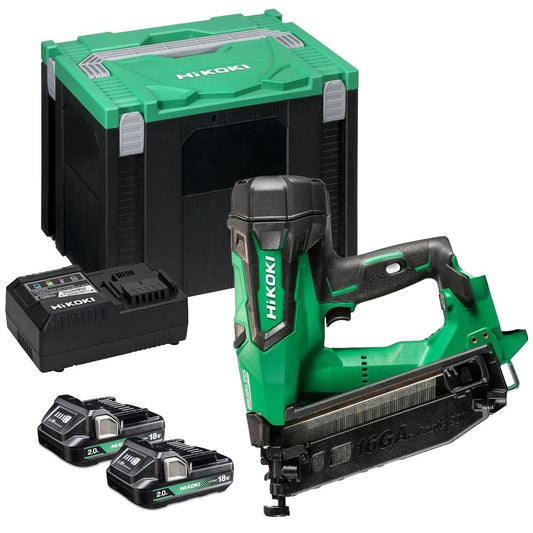 Hikoki NT1865DMBJ4Z 18V Brushless 16G Second Fix Angled Finish Nailer with 2 x 2.0Ah Battery, Charger & Case