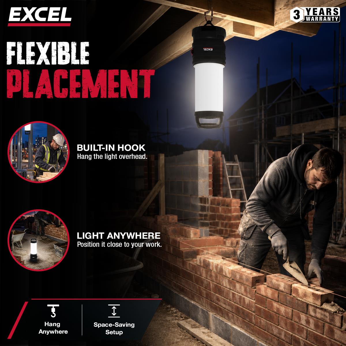 Excel 18V/240V 9600 Lumens Hybrid 360° Site Light