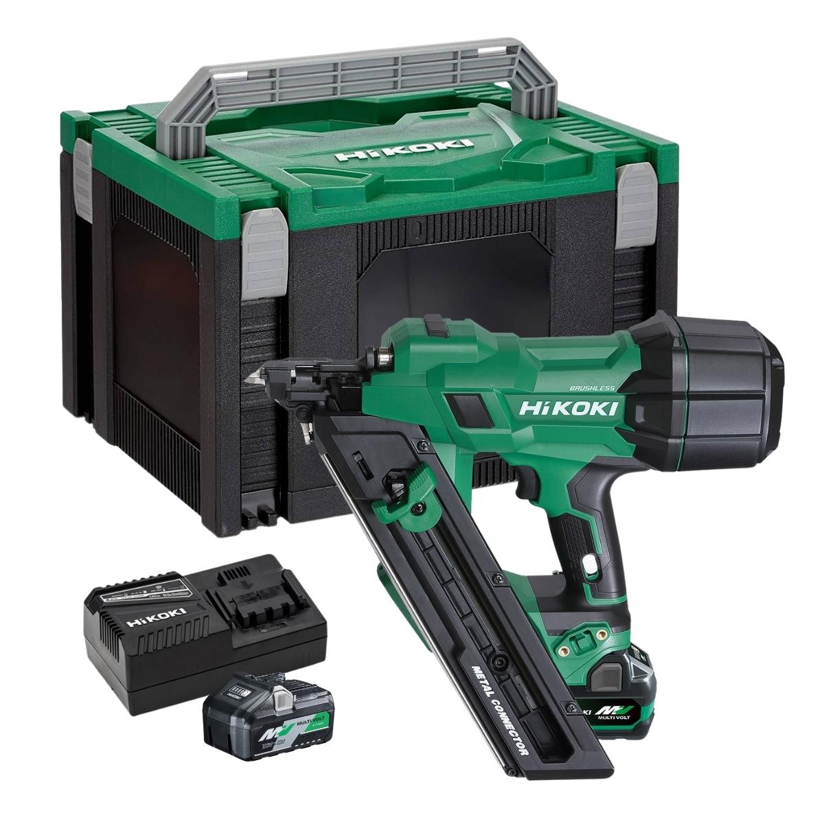 HiKOKI NR1838DKAJXZ 18V Brushless 38mm Metal Connector Nailer with 2 × 2.5/5.0Ah Battery, Charger & Case