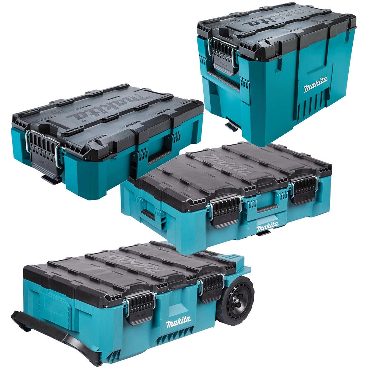 Makita MAKTRAK 4 Piece Modular Tool Storage Set Rolling Chest, Large, Extra Large & Medium Box