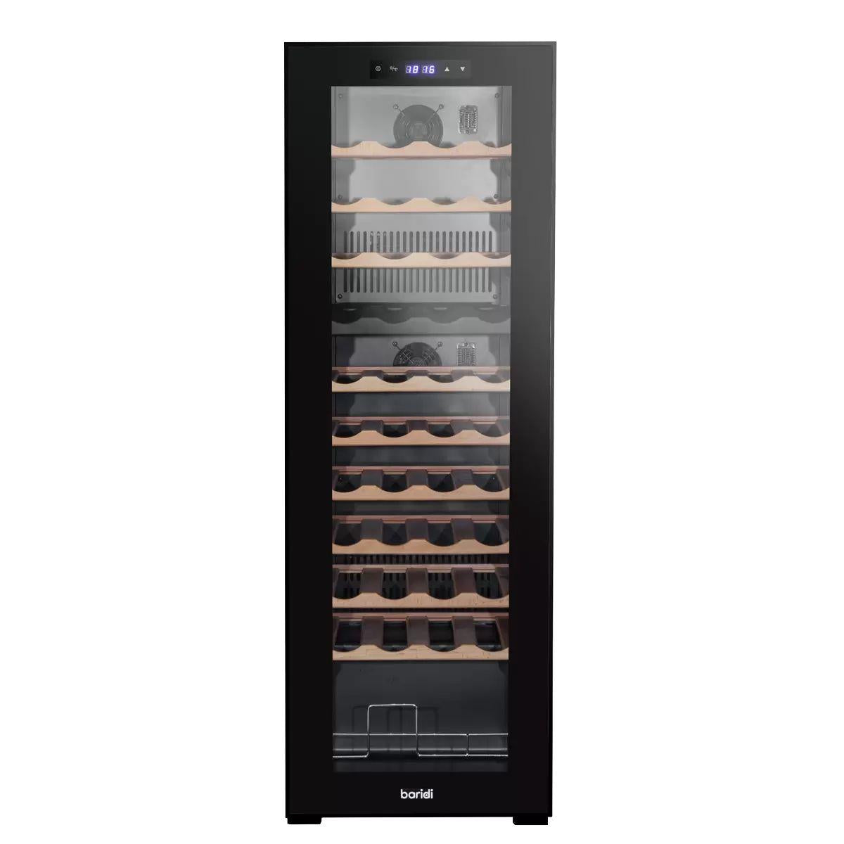 Sealey DH92 Baridi 44 Bottle Dual Zone Wine Fridge with Digital Touch Screen Controls & LED Light Black 230V