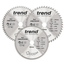 Trend CSB/250/3PK Wood Circular Saw Blade 250mm x 30mm x 48/60/84T 3 Pack
