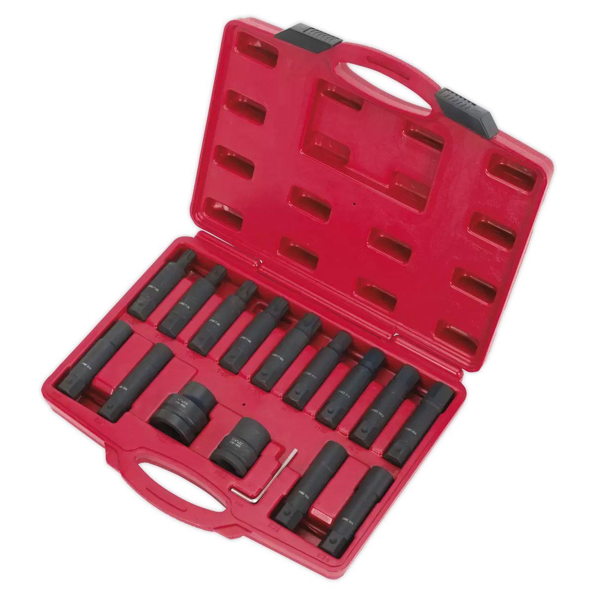 Sealey SX098 Impact Hex, TRX-Star & TRX-Star Female Socket Bit Set 3/4 Inch & 1 Inch Sq Drive 16pc