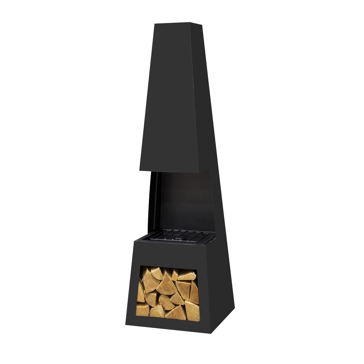 Sealey DG107 Dellonda Outdoor Chiminea with Firewood Storage Black Steel
