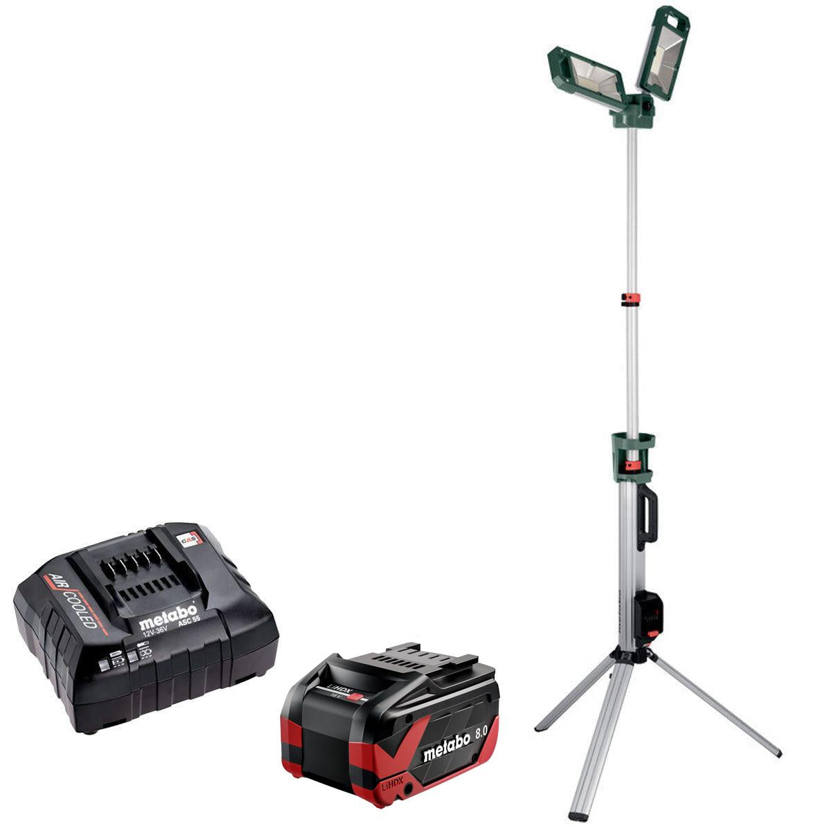 Metabo BSA 18 LED 5000 DUO-S 18V Tripod Site Light with 1 x 8.0Ah Battery & Charger