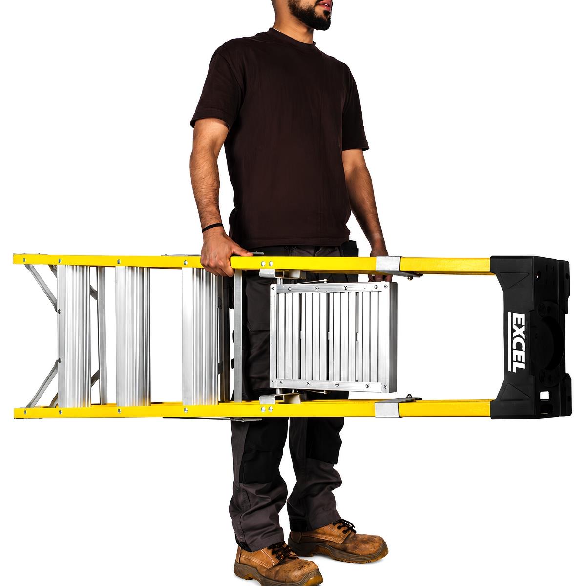 Excel Electricians Fibreglass Platform Step Ladder 4 Tread 1.57m EN131 Yellow