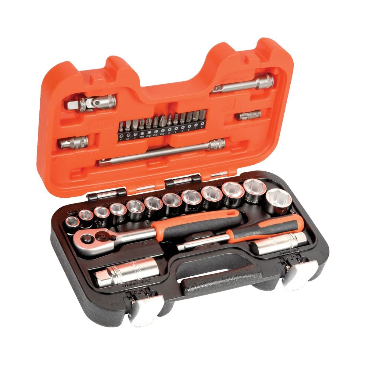 Bahco 3/8in Drive Socket Set 34 Piece Premium Quality Tool Kit for Mechanics XMS24SS38