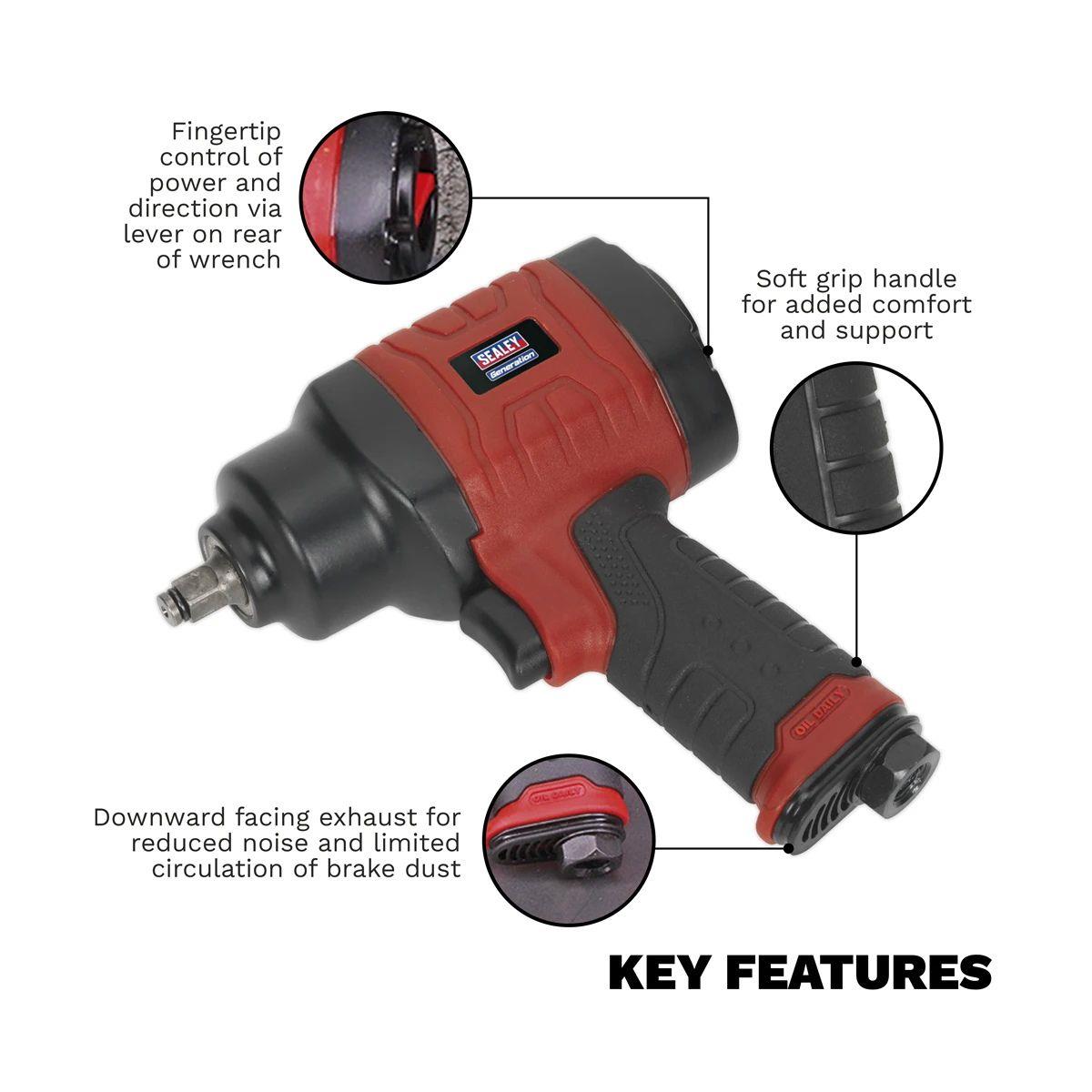 Sealey GSA6000 Composite Air Impact Wrench 3/8