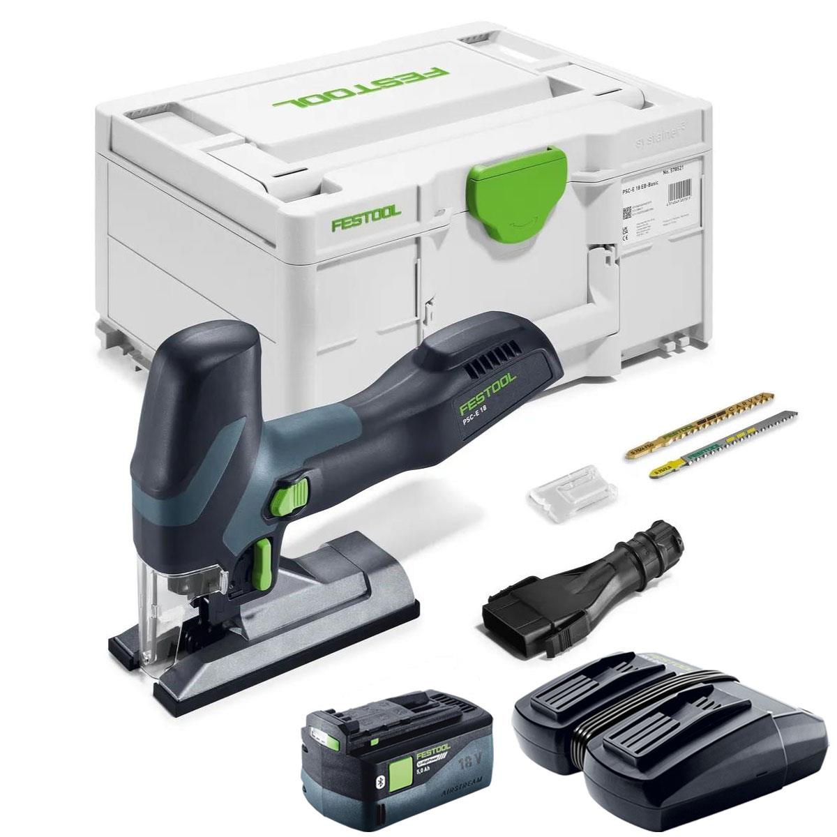 Festool PSC-E 18 EB-Basic 18V Cordless Pendulum Jigsaw 578521 with 1 x 5.0Ah Battery & Charger