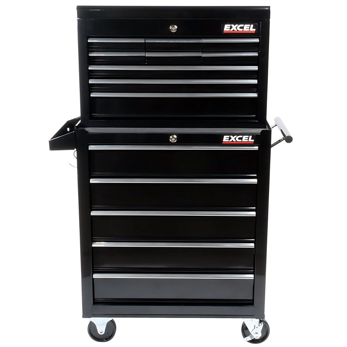 Excel 14 Drawers Tool Chest Storage Roller Cabinet Black
