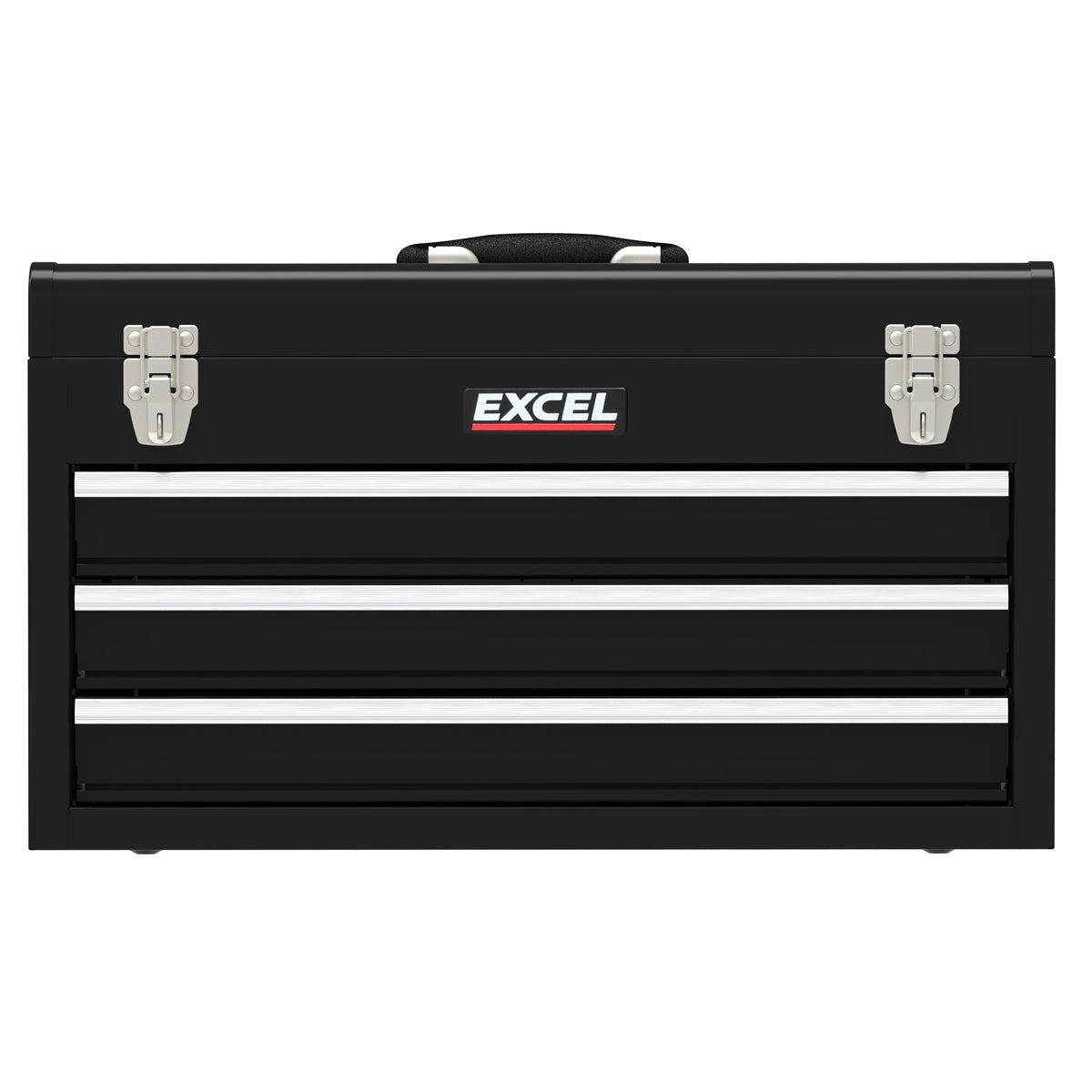 Excel 3 Drawers Portable Tool Chest Cabinet with Ball Bearing Slides Black