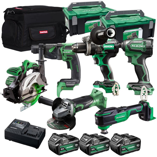 Hikoki 18V 6 Piece Power Tool Combo Kit with 3 x 5.0Ah Battery & Charger T4TKIT-27304