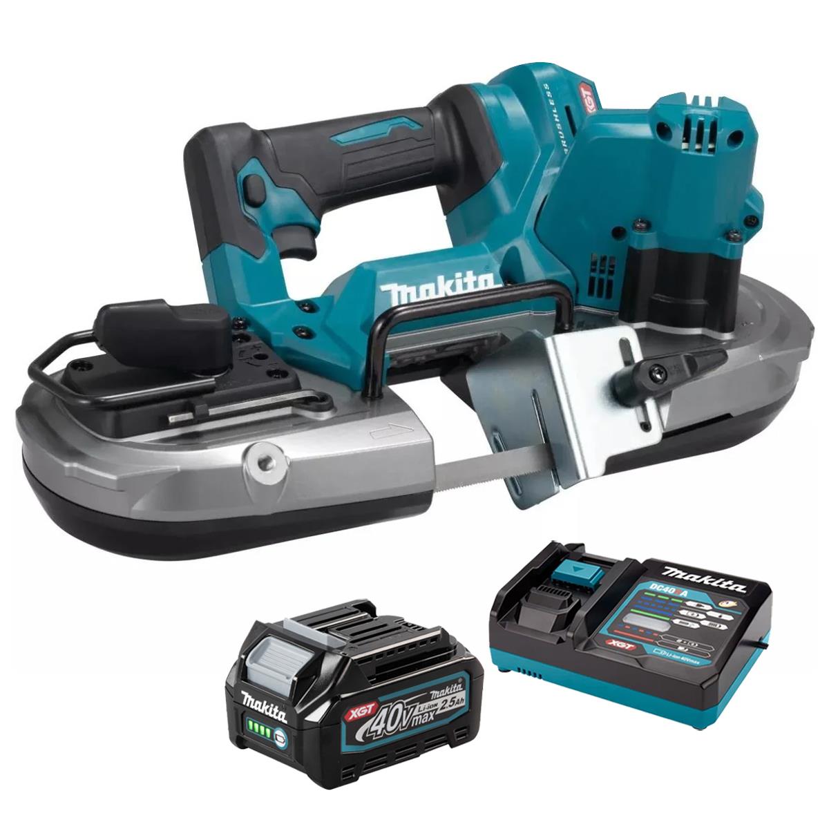 Makita PB003GZ 40V Max XGT 66mm Portable Bandsaw with 1 x 2.5Ah Battery & Charger