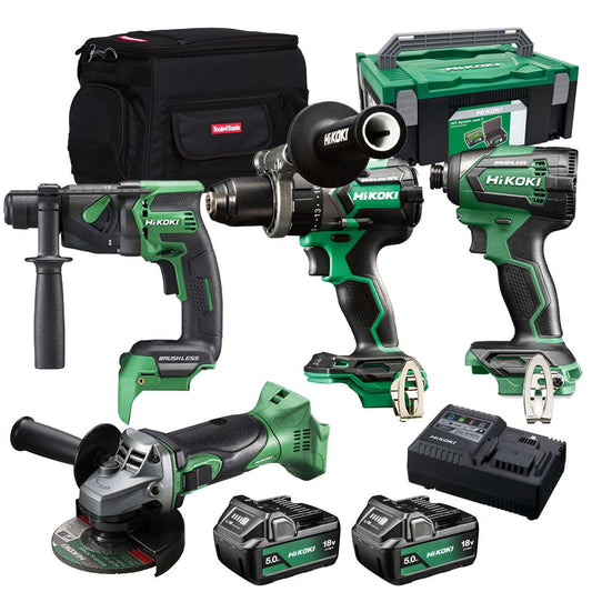 Hikoki 18V 4 Piece Power Tool Combo Kit with 2 x 5.0Ah Battery & Charger T4TKIT-27307
