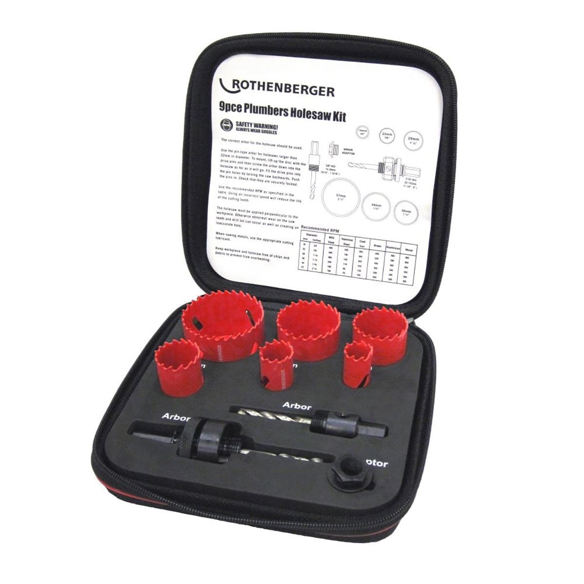 Rothenberger Plumbers Holesaw Set of 9 Piece 114202R