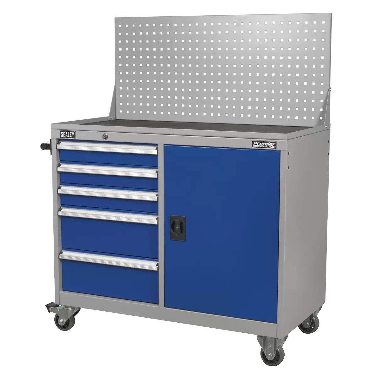 Sealey API1103A 5 Drawer Industrial Mobile Workstation and 1 Shelf Locker