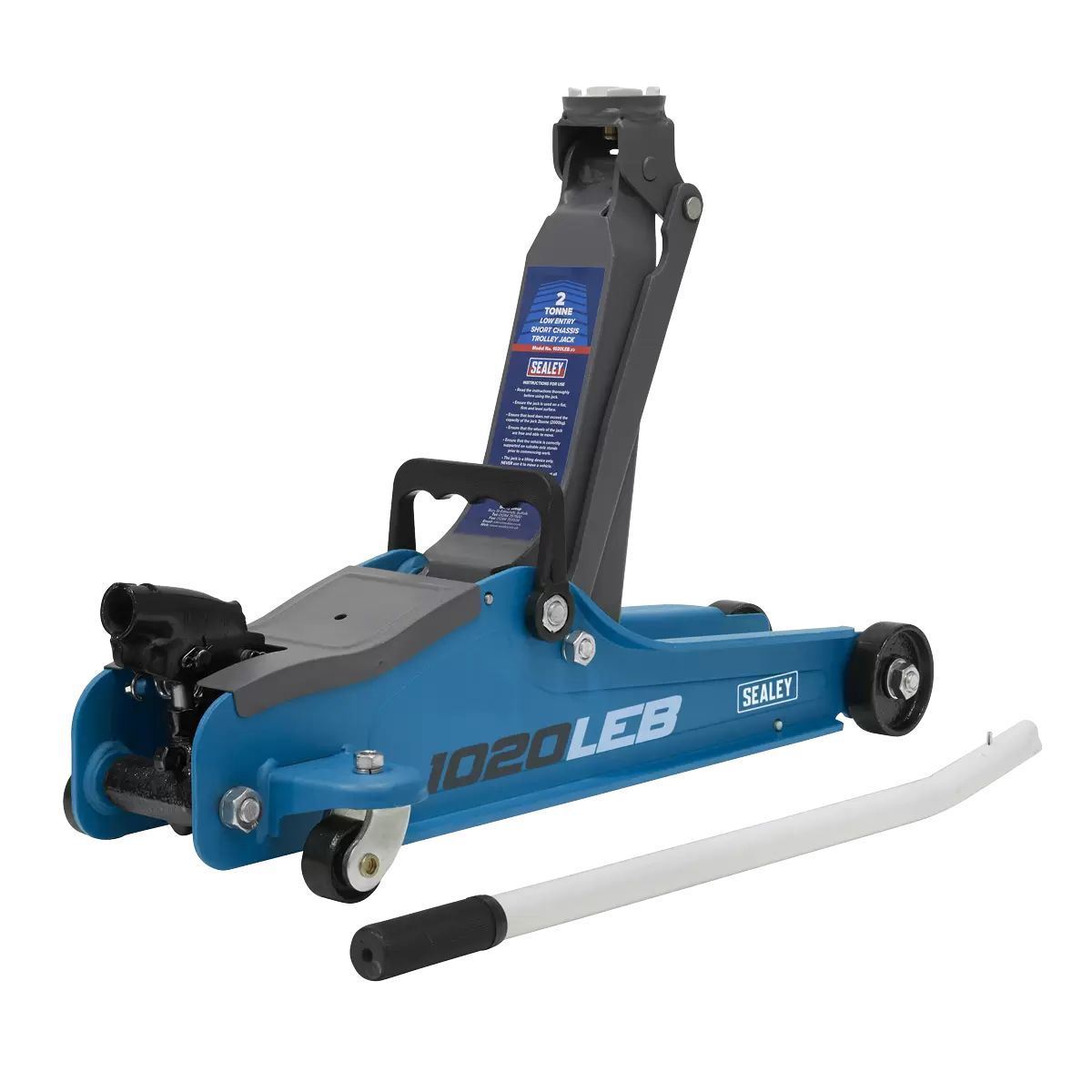 Sealey 1020LEBBAGCOMBO 2tonne Low Entry Short Chassis Trolley Jack Blue