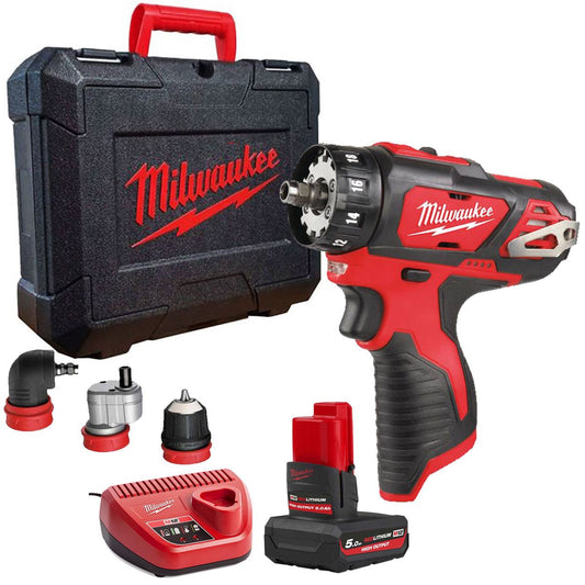 Milwaukee M12BDDXKIT-0X 12V Removable Drill Driver with 1 x 5.0Ah Battery Charger & Case