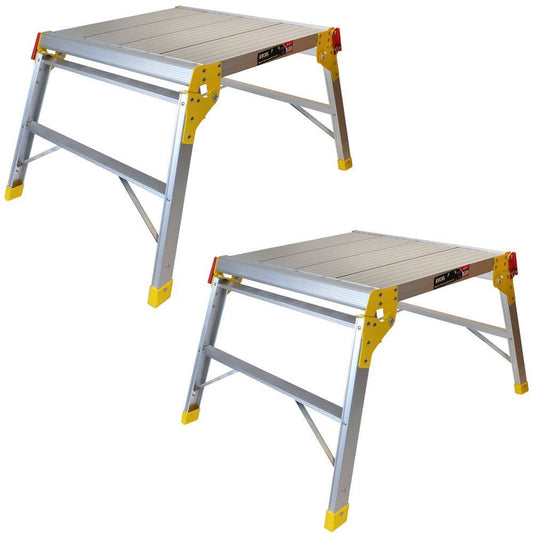 Excel 600 x 600mm Heavy Duty Multi Purpose Aluminium Platform Work Bench Folding Hop Up Pack of 2