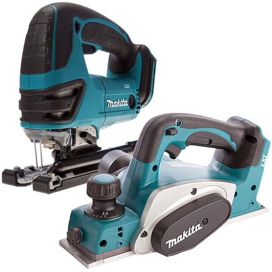 Makita 2 Piece 18V LXT Jigsaw Cordless 82mm Planer Body Only