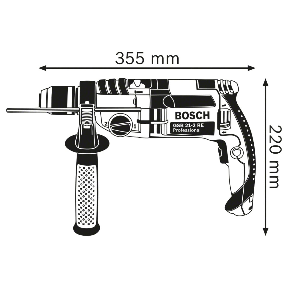 Bosch GSB 21-2 RE Impact Drill with Accessory & Case for Versatile Drilling 240V/1100W 060119C570