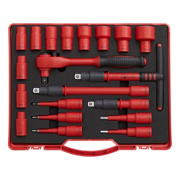 Sealey AK7941 VDE Insulated Socket Set 20pc 1/2in Sq Dr Walldrive