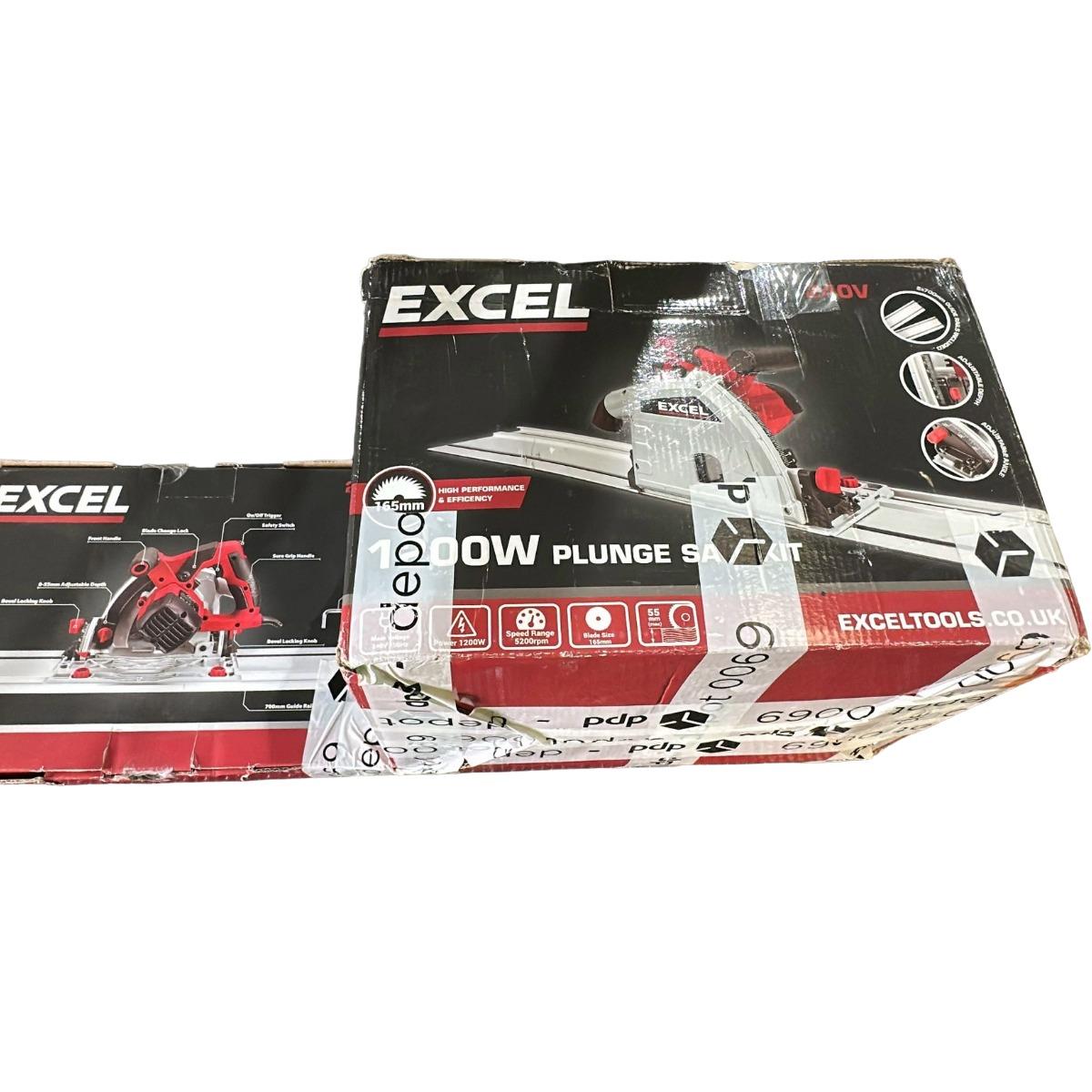 Excel 165mm Plunge Saw 1200W/240V with Guide Rail Set Item Condition Damaged Box