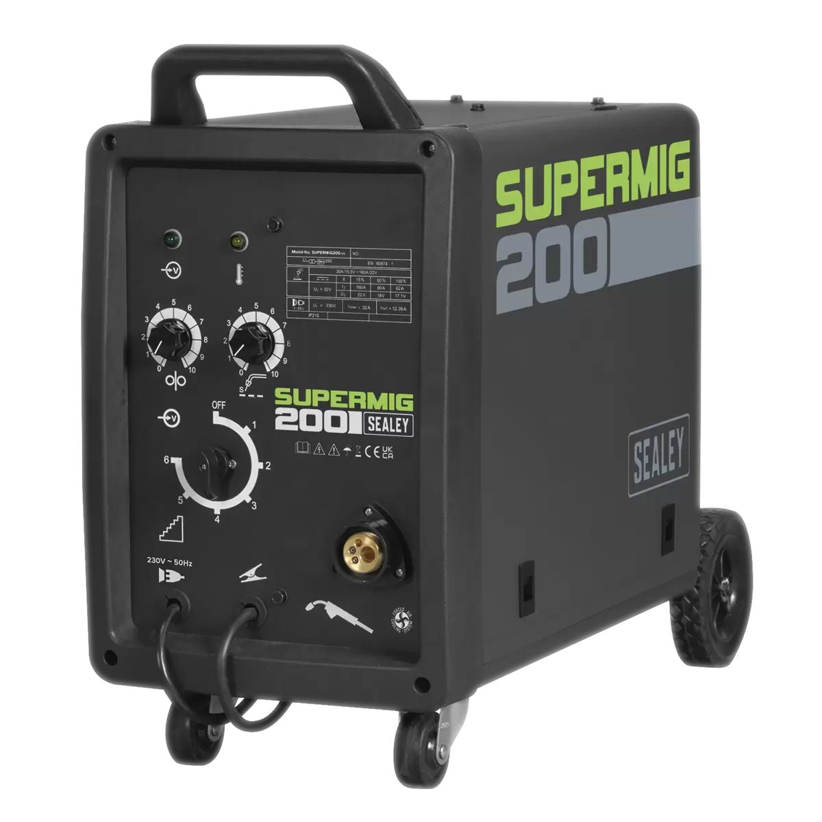 Sealey SUPERMIG200 200A Professional MIG Welder with Binzel Euro Torch 230V