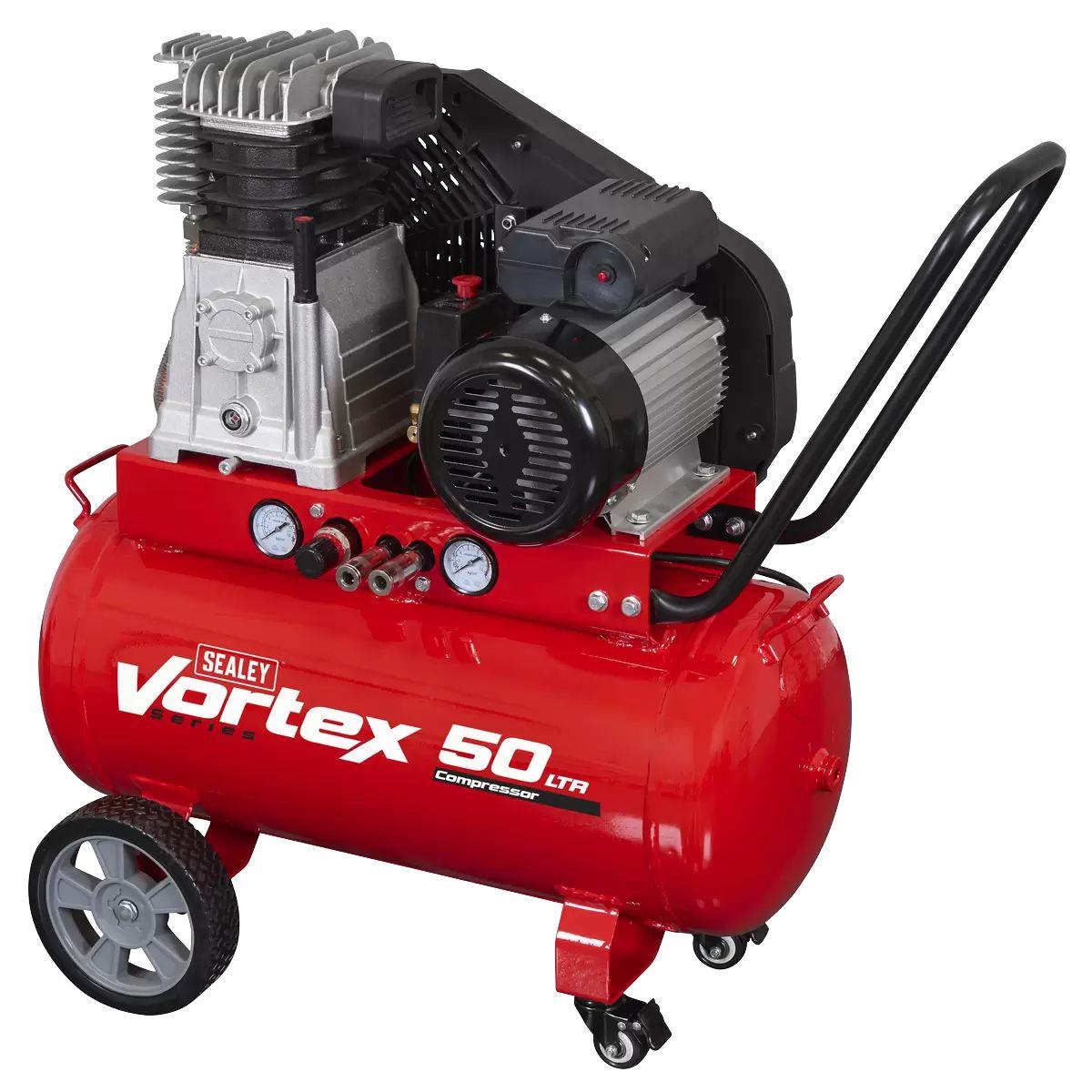 Sealey SAC1503B 50L Belt Drive Air Compressor with Cast Cylinders & Wheels 230V/13A