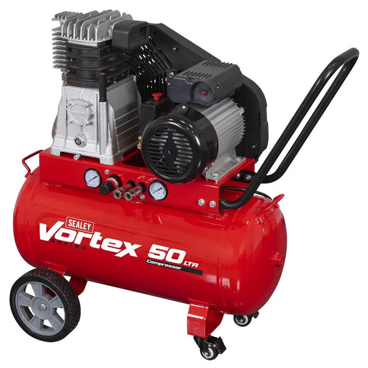 Sealey SAC1503B 50L Belt Drive Air Compressor with Cast Cylinders & Wheels 230V/13A