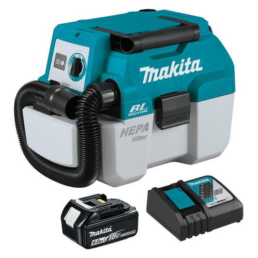 Makita DVC750LZ 18V LXT Brushless L-Class Vacuum Cleaner with 1 x 6.0Ah Battery & Charger